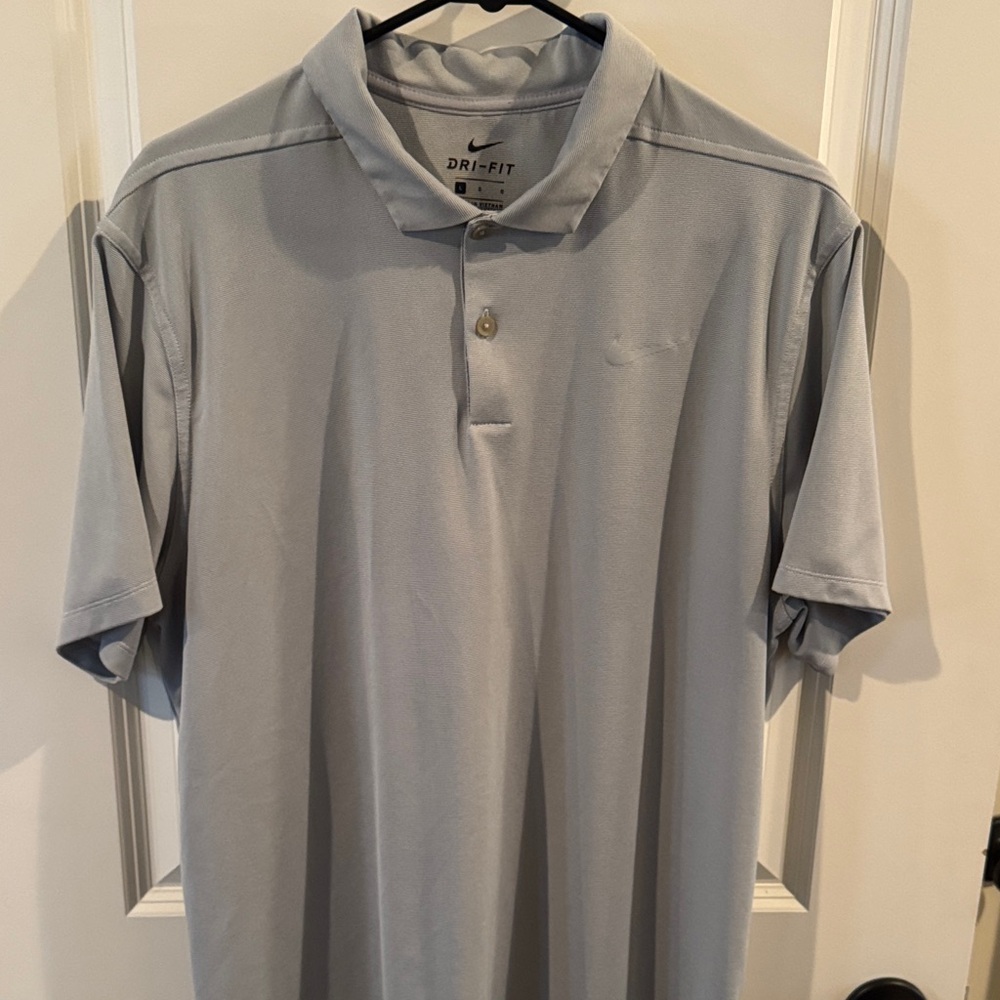 Nike Men's Light Gray Dri-FIT Polo Shirt